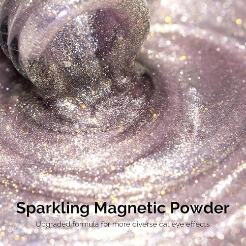 MelodySusie Starry Cat Eye Gel Nail Polish, 0.5 Fl Oz Light Pink Glitter Holographic Magnetic Nail Polish with Magnet, UV Nail Polish for Nail Art Manicure Salon DIY at Home G1703 thumbnail 2