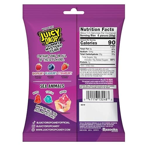 Juicy Drop Christmas Mystery Gummy Candy Cubes, Wild Berry Flavor, 3.5oz, Peelable Strawberry Gummy Cube, Mystery Animal Inside, Interactive 2-in-1 Treat, Party Favors, Stocking Stuffers, Kids Gifts thumbnail 2