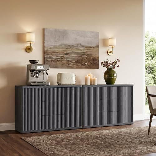 SICOTAS Buffet Cabinet with Storage 54.7" Large Modern Accent Storage Cabinet with Doors and Shelves Wooden Fluted Sideboard Credenza Buffet Table Coffee Bar for Living Room Kitchen Dining Room thumbnail 2