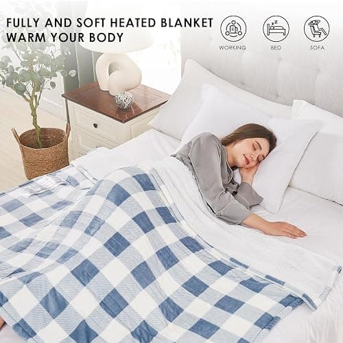 Homemate Electric Blanket Heated Throw - 50“x60“ Ultra Soft Cozy Flannel Heating Blanket with 10 Fast Heat Levels 8 Hours Auto Off Over-Heated Protection ETL Certification Keep Warm in Home Office thumbnail 3