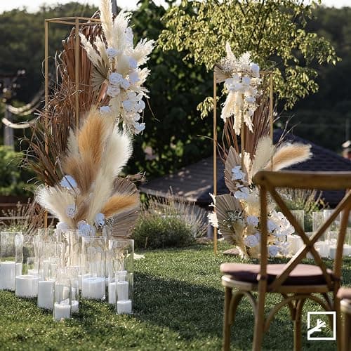 ZIFTY 6-Pcs 17" Pampas Grass Faux Pompas Fluffy Artificial Fake Flower Boho Decor for Vase Filler Ins Style Modern Home Wedding Decorations (Beige Mixed) thumbnail 6