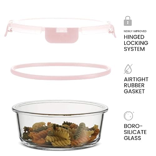 FineDine 24 Piece Glass Storage Containers with Lids - Leak Proof, Dishwasher Safe Glass Food Storage Containers for Meal Prep or Leftovers, Pink thumbnail 4