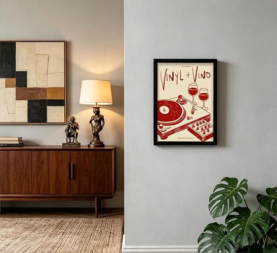 Vintage Wine Record Canvas Wall Art, Trendy 80s Abstract Watercolor Wall Decor, Retro Posters Painting Decor Picture, Funny Bar Cart Poster Print Artwork for Music Room Bar Bedroom Wall Decor Home thumbnail 6