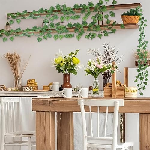 12 Pack Artificial Ivy Garland, 84 Ft Fake Vines Hanging Plants for Room Decor, 72 Leaves Aesthetic Faux Greenery Garland Vines with Strengthened Joint Prevent Leaves Falling Off for Wall Decor thumbnail 5