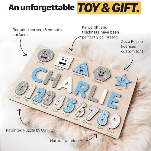 Zuzu Puzzle Puzzles for Toddlers Boy and Girl, Personalized Name Puzzle, 12 Month Toy, Gifts for 0 1 2 3 Years Old, Baby Gifts, Baby Shower, Christmas, New Babies Gift, 0 3 6 9 12 18 24 36 Months thumbnail 4