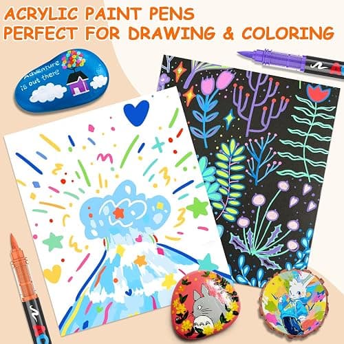 WOGOPRO 60 Couleurs Feutre Acrylique, Marqueur Acrylique, Liquide Direct Acrylic Paint Marker, Stylo Acrylique pour Coloriage, Calligraphie, Bois, Pierre, Toile, Céramique thumbnail 5