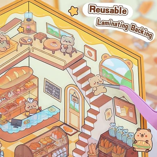 20 Sets DIY 3D Sticker Scene Collection Book for Kids Adults Cute Make Your Own Shop House Stickers for Gifts Stickers Therapy for Adult Relief Stress Pass The Time Play Park Hamburg Castle Library thumbnail 5