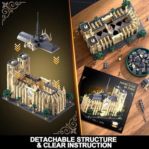 EITOLNR Notre Dame de Paris Architecture Building Set with LED Light, 1757 Pcs Collectible Model of Paris Landmark Building Blocks for Adults, Birthday Gift for Boys Girls 14+ thumbnail 5