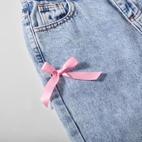 Godalithic Bow Jeans for Girls Wide Leg Kids Baggy Flare Denim Pants High Waisted Cute Clothes Y2k Outfits with Pockets 6-14Y thumbnail 5