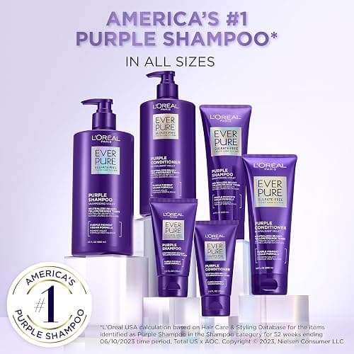 L’Oreal Paris Sulfate Free Brass Toning Purple Shampoo for Blonde, Bleached, Silver, or Brown Highlighted Hair, EverPure, 6.8 Fl Oz (Packaging May Vary) thumbnail 6