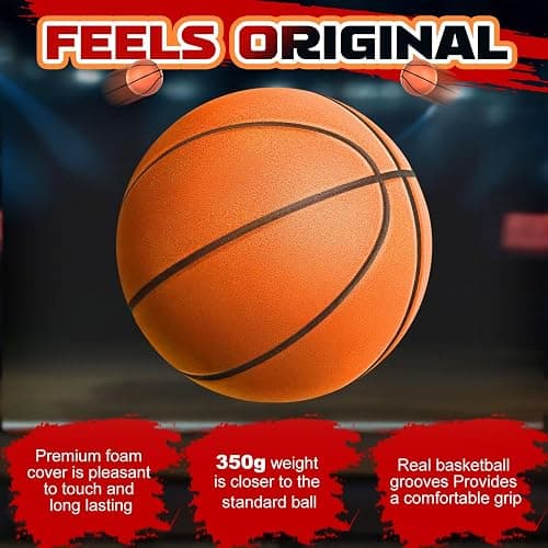 ALDWDY Silent Basketball Size 7 (29.5") – Grooved Airless Indoor Basketball for Quiet Dribbling and Indoor Training, Pro PU Foam Ball – Real Feel Higher Bounce Quieter thumbnail 3
