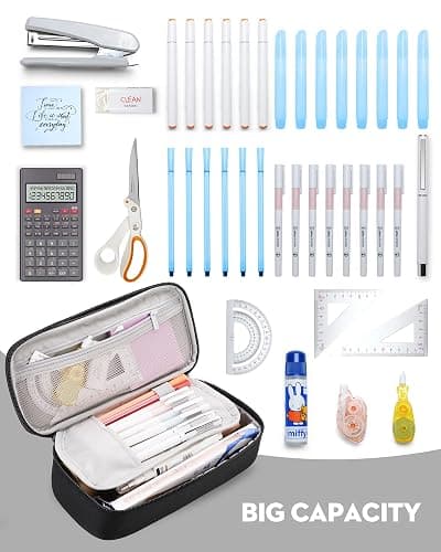 YOKUMA Pencil Case,Large Capacity Pencil Pouch,Aesthetic Zipper Pencil Box, Back to School Supplies for College Student Teen Adults,Travel Essentials,Electronic Cable Organize thumbnail 4