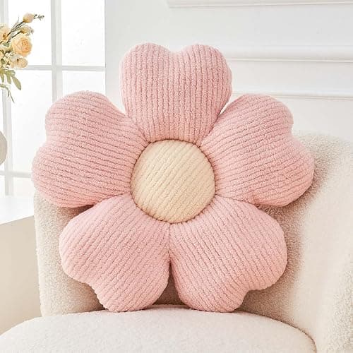 Kcvvcr Flower Throw Pillow, Cute Flower Shaped Pillow Decorative Throw Pillow for Bed Couch, Soft Daisy Pillows Floor Seating Cushion Cushions (14.9 Inch Light Pink) - Image 1