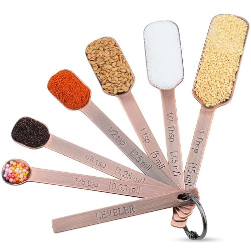IFFMYJB Copper Plate Measuring Cups and Spoons Set of 12, Copper Measuring Cups and Spoons Set with Leveler, Stainless Steel Measuring Spoons & Cups for Dry & Liquid Ingredients During Kitchen&Baking thumbnail 4