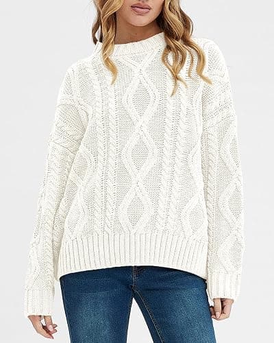 BTFBM Casual Women Long Sleeve Sweater 2025 Fall Ribbed Knit Pullover Loose Crewneck Cable Sweater Jumper Tops thumbnail 4