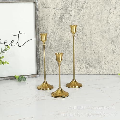 4 Sets(12 Pcs) Candle Stick Holders，Brass Gold Metal Taper Candle Holders, Vintage Modern Decorative Centerpiece Candlestick Holders for Table Mantel Wedding Housewarming Gift thumbnail 4