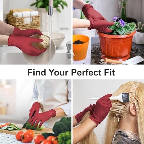 SwiftGrip Disposable Nitrile Exam Gloves, Medium, Box of 50, Burgundy, Latex-Free, Powder-Free, 3mil, Medical Grade, Food Safe, Non Sterile thumbnail 6