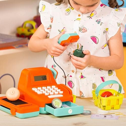 Battat - Interactive Kids Cash Register with Scanner & Sounds - 26-Piece Pretend Play Shopping Set with Light-Up Scanner, Play Money & Card - Educational Toy for Learning & Fun - Ages 3+ thumbnail 11