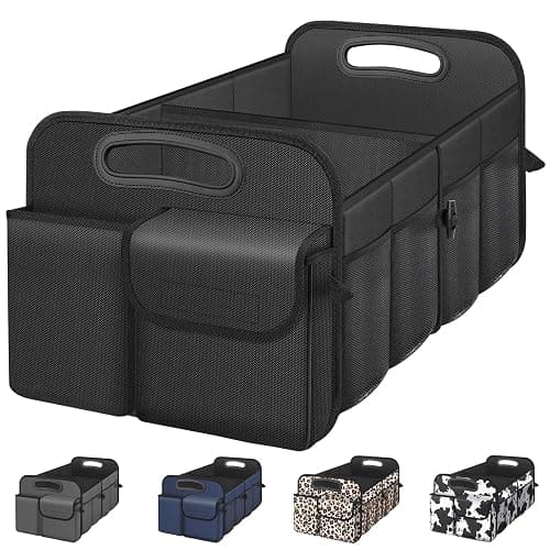 Femuar Car Trunk Organizer-Collapsible Car Storage for Suv/Jeep/Sedan | Large Capacity Waterproof Car Organization, Car Accessories for Women & Men, Tools, 600D Oxford,Black,2 Compartments - Image 1