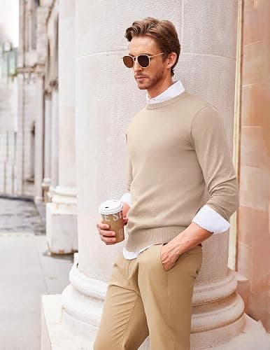 COOFANDY Men's Crew Neck Sweater Slim Fit Lightweight Sweatshirts Knitted Pullover for Casual Or Dressy Wear thumbnail 5