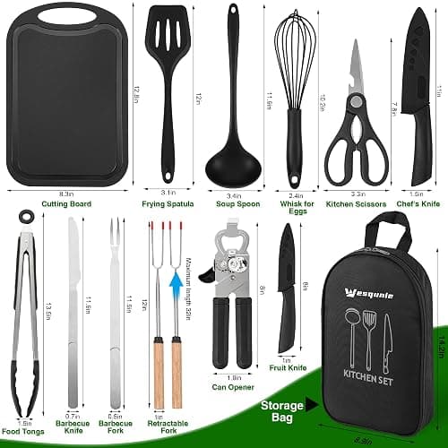 Camping Cooking Cookware Kitchen Set - Camp Accessories Cook Utensils Kit, Camping Essentials BBQ Silicone Mess Kit for Backpacking Gear, Camping Must Haves Equipment thumbnail 6