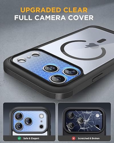 Miracase Magnetic for iPhone 17 Pro max  Case 6.3" [Compatible with MagSafe] Full-Body Phone Case with Built-in Glass Screen Protector & Camera Control,Drop Proof iPhone 17 Pro Cover, Black thumbnail 3