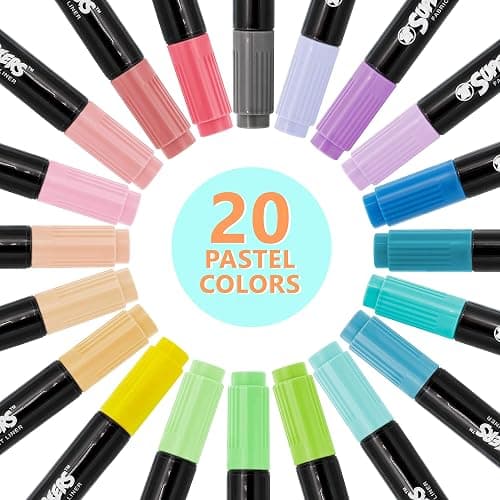 U.S. Art Supply Super Markers 20 Pastel Dual Tip Fabric Markers - Fine & Chisel Point Pens Fabric Marker Permanent for Clothes, T-Shirts - Permanent Ink Eye-Catching Pastel Colors thumbnail 2