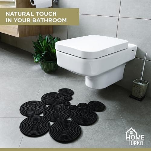 Home Turko Boho Jute Bath Mat | Handmade Washable Toilet Rug | Modern Bathroom Rug | Double Sided Woven Boho Bathroom Decor | 23.6 x 15.7 inches thumbnail 4