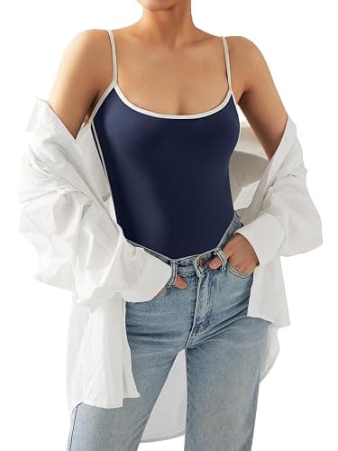 SUUKSESS Women Sexy Square Neck Thong Bodysuit Backless Cami Bodysuit Top thumbnail 6