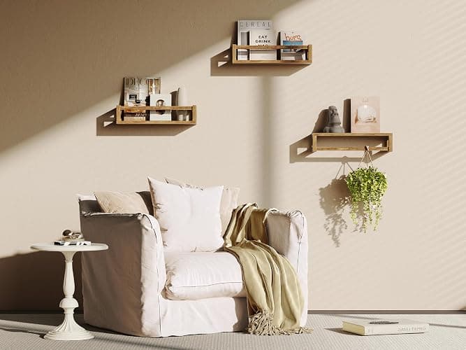 TidyCorner Upgraded Thick Floating Shelves - Multi-Use Wall-Mounted Bookshelves for Kids and Nursery, Ideal for Books, Toys, Spice Rack, Decor - Drak Walnut Brown thumbnail 7