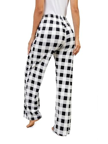 SEVEGO Tall Women's 32"/34"/36" Inseam Flannel Pajama Pants Stretch Drawstring Waist Lounge Sleep Bottoms with Pockets thumbnail 2