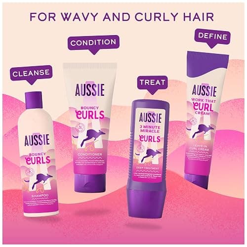 Aussie Bouncy Curls Set with Shampoo, Conditioner & Leave In Conditioner Curl Cream (300/225/160ml). Moisturize Curly & Wavy Hair, Anti-Frizz. With Coconut, Jojoba & Macadamia Nut Oil, Silicone free. thumbnail 6