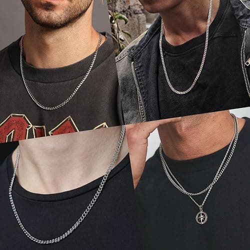 Reoxvo Mens Gifts Cuban Link Chain for Men Stainless Steel Mens Necklaces 5mm Neck Chains Accessories Jewelry for Men 18/20/22/24/30 Inch thumbnail 4
