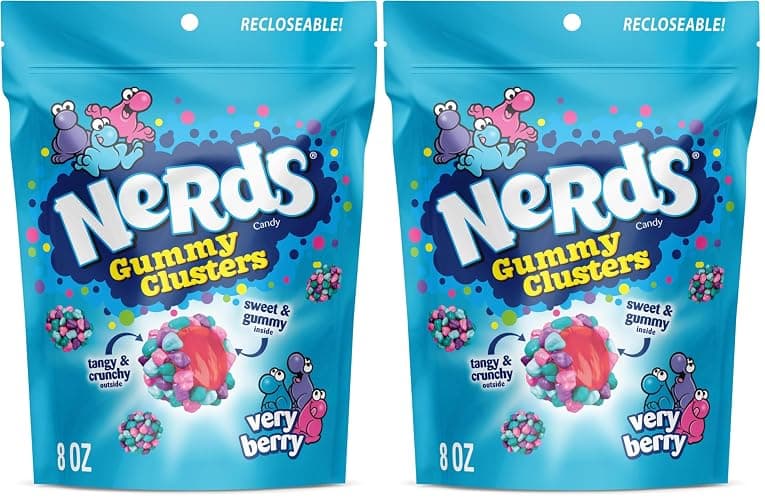 Nerds Gummy Clusters Candy, Very Berry, Resealable 8 Ounce Bag (Pack of 2) - Image 1