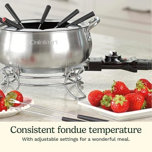 Cuisinart Fondue Pot Set, 3-Quart Stainless Steel Electric Fondue Pot for Chocolate, Cheese, Broth, and Oil, Includes 8 Forks, Temperature Control, Nonstick Interior, Dishwasher Safe, CFO-3SSNAS thumbnail 4