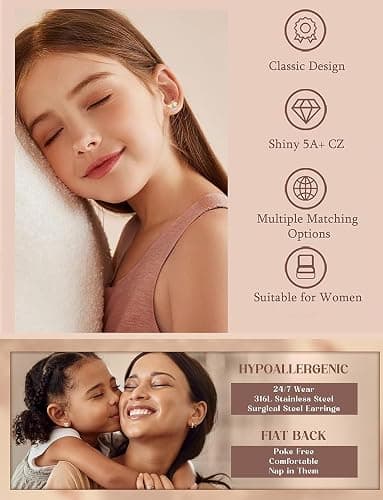 Kakonia Hypoallergenic Flat Back Earrings for Women Men Surgical Steel Earring for Sensitive Ears, 14K Gold Plated Stainless Steel Flatback Stud Hoop Cartilage Earring Stacks for Multiple Piercing thumbnail 3