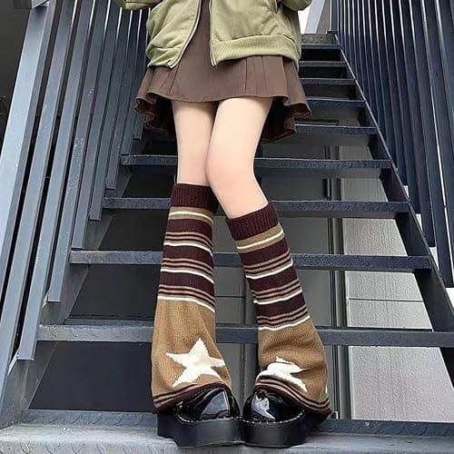 srdmuph Grunge Socks Fairy Grunge Socks Fairy Grunge Cloth Leg Warmers Reversible Y2K High Knee Long Knit Boot Socks Women thumbnail 7