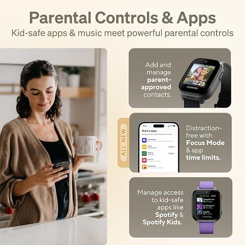 JrTrack 5 Kids Smart Watch by Cosmo | Best Kid-Safe Phone Watch | Precision Real-Time GPS Tracking | Call, Text, Activity, School Settings | Spotify Music | Parental Controls | SOS & Safety Alerts thumbnail 5
