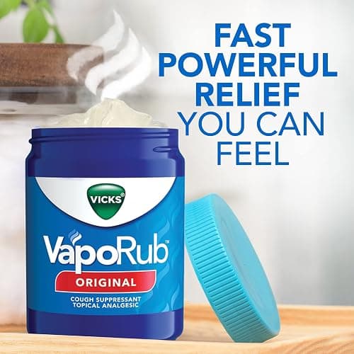 Vicks VapoRub, Original, Cough Suppressant, Topical Chest Rub & Analgesic Ointment, Medicated Vicks Vapors, Relief from Cough Due to Cold, Aches & Pains, 1.76oz thumbnail 7