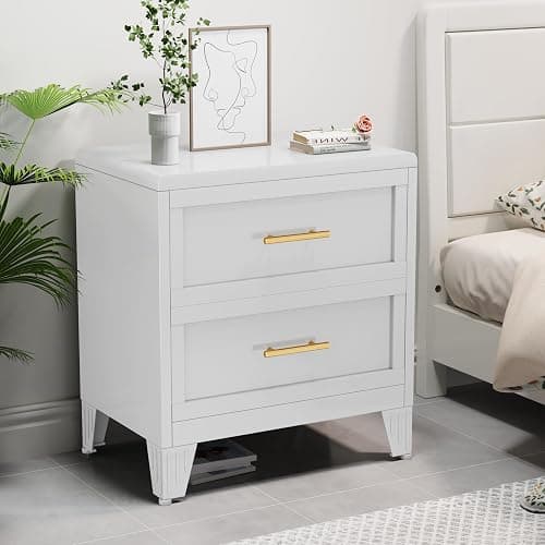 Ckzbx Metal Dresser Narrow Dresser for Bedroom Chest, 26.42" H Drawer Chest, Closet Dressers & Chests of Drawers for Living Room, Hallway (2 Drawers White 24inch Wide) thumbnail 2