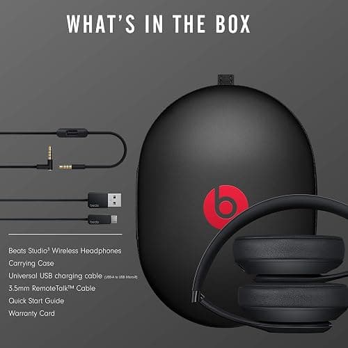 Beats Studio3 Wireless Noise Cancelling Over-Ear Headphones - Apple W1 Headphone Chip, Class 1 Bluetooth, 22 Hours of Listening Time, Built-in Microphone - Matte Black - Matte Black - Studio3 thumbnail 8