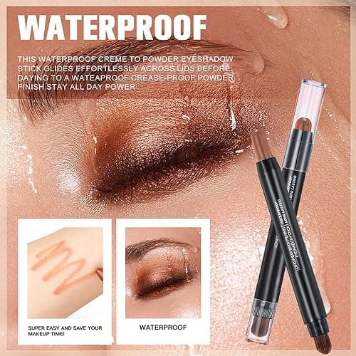 Melsintern Coffee Brown Dual Ended Eyeshadow Stick 12 Colors Matte and Shimmer Waterproof Long Lasting Creamy Eyeshadow Pencil for Smokey Eye Natural Everyday Makeup thumbnail 6