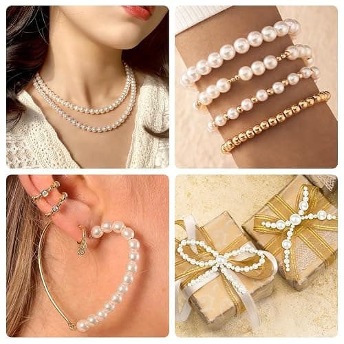 NUKAYAI 2500Pcs 4mm Small Pearl Beads for Jewelry Making, Tiny Charm Loose White Pearl Beads for Bracelets, Mini Acrylic Fake Round Pearls with Hole for Necklace, Earring, Vase Fille, DIY Craft thumbnail 5