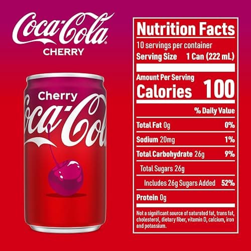 Coca-Cola Cherry Can, 7.5 fl oz | Carbonated drink with cherry cola flavor thumbnail 2