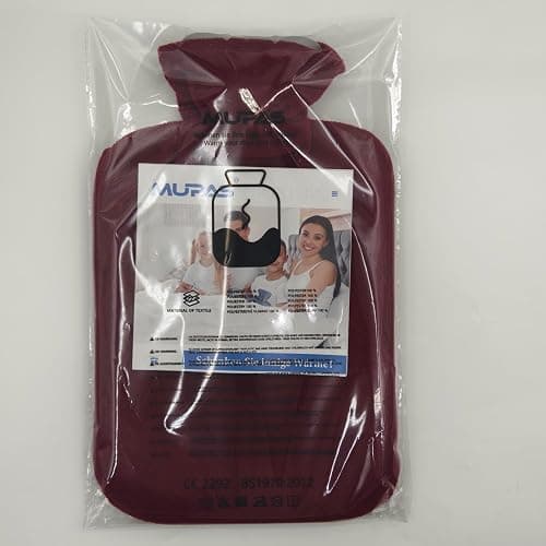MUPAS Hot Water Bottle with Fleece Cover - 2L Large Leakproof Hot Water Bag - Soft Hot Water Bottle with Hand Pocket and Natural Rubber -for Hands, Feet, Shoulders, Neck, Abdomen, Legs (Red) thumbnail 8