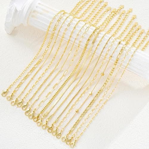 16 PCS Gold Bracelets for Women, Dainty Bracelets Set for Women Trendy, Gold Stackable Cuban Link Paperclip Chain Bracelet Pack Jewelry Gifts for Women thumbnail 9