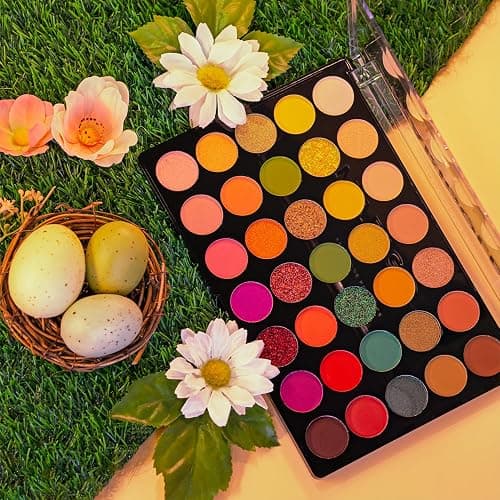 Profusion Cosmetics Marigold 35 Shade Eyeshadow Palette – Multicolor Blendable Natural Shades in Matte, Shimmer, and Glitter Finishes, Long-Wear Formula, Vegan & Cruelty-Free Makeup thumbnail 5
