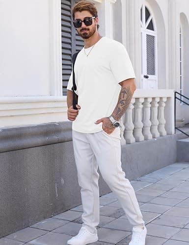 Cotrasen Mens T-Shirts Short Sleeve Cotton Crew Neck Lightweight Moisture Wicking Casual Soft Basic Plain Tee Shirts thumbnail 7