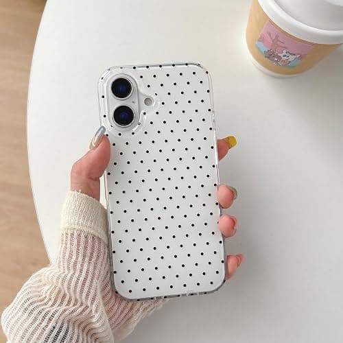 QLTYPRI Cute Polka Dot Phone Case for iPhone 16 Plus, White | Polka Dot Fashion Aesthetic Design for Women Girls, Pretty Stylish Kawaii, Slim Fit, Durable TPU Shockproof Protective Case thumbnail 7