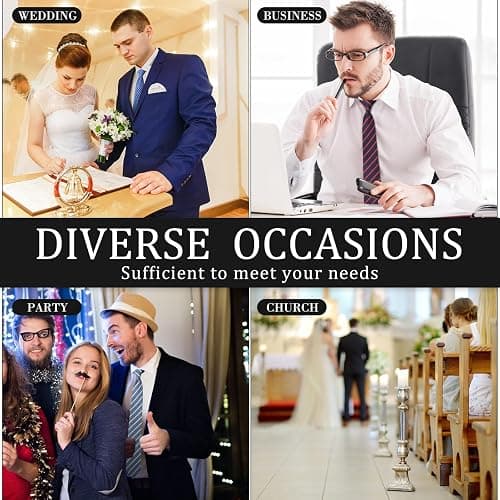 Janmercy 6 Pcs Clip on Tie for Men Clip on Necktie Striped Solid Plaid Dots Mixed Lot Tie for Wedding Office School, 20 Inch thumbnail 6